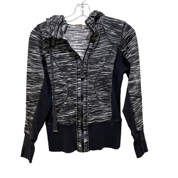 Zella Marled Space Dyed Zip-Up Hoodie Black White Size XS - Picture 4 of 11